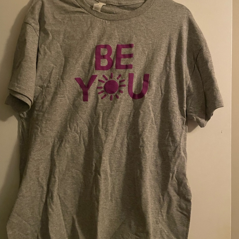 Gray T-Shirt with Purple 'Be You' Design